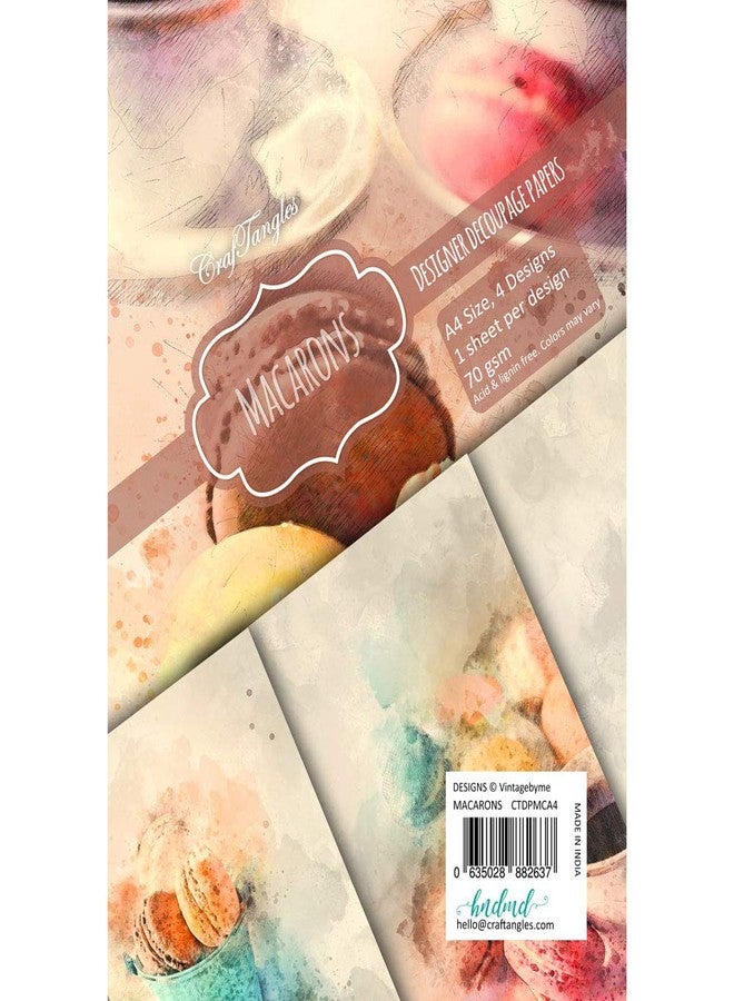 CrafTangles Decoupage Paper Pack - Macarons (A4) - 4 sheets - Image 3